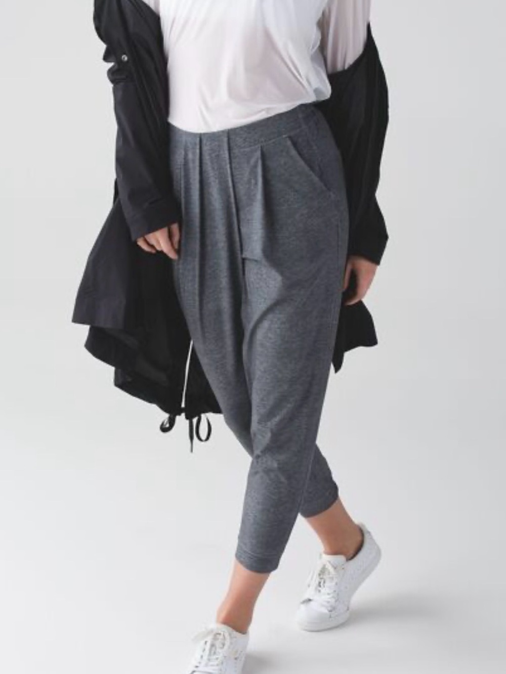 Lululemon & Go Keepsake Pant Pleated Ruched Waist Joggers Size 6 Heathered Grey